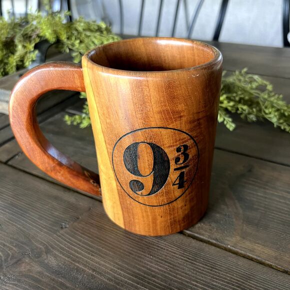 Harry Potter Wooden Butter Beer Stein Mug Hogwarts Cup 9 3/4 Leaky Cauldron Rare - Picture 1 of 9